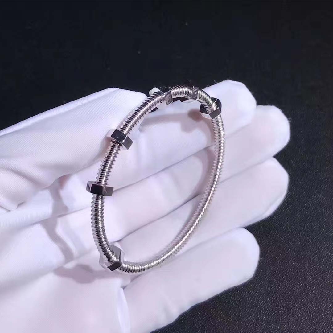 Custom Made Cartier 18K White Gold Ecrou de Cartier Bracelet B6049517