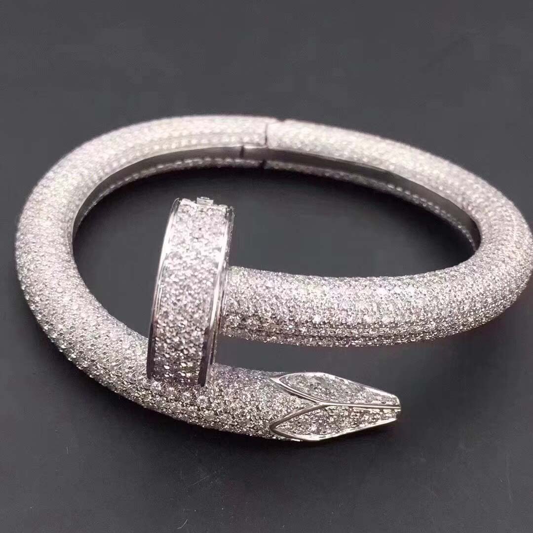 Cartier Juste Un Clou fully Diamond Pavéd Bracelet Extra Large Model in 18K White Gold HP601192