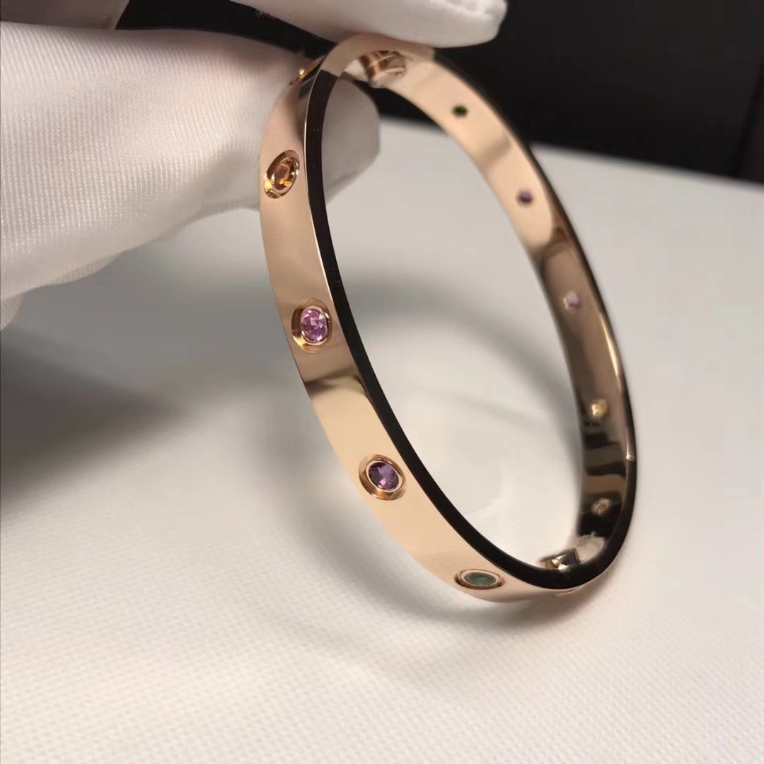 Cartier Love Bracelet 10 Multi-Gemstones in 18k Pink Gold B6036517