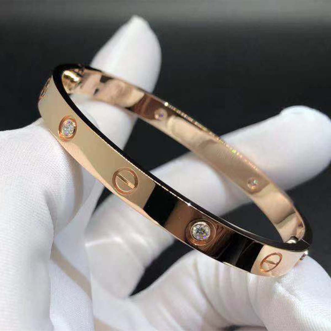 Cartier Love Bracelet 18K Pink Gold With 4 Diamonds B6036017