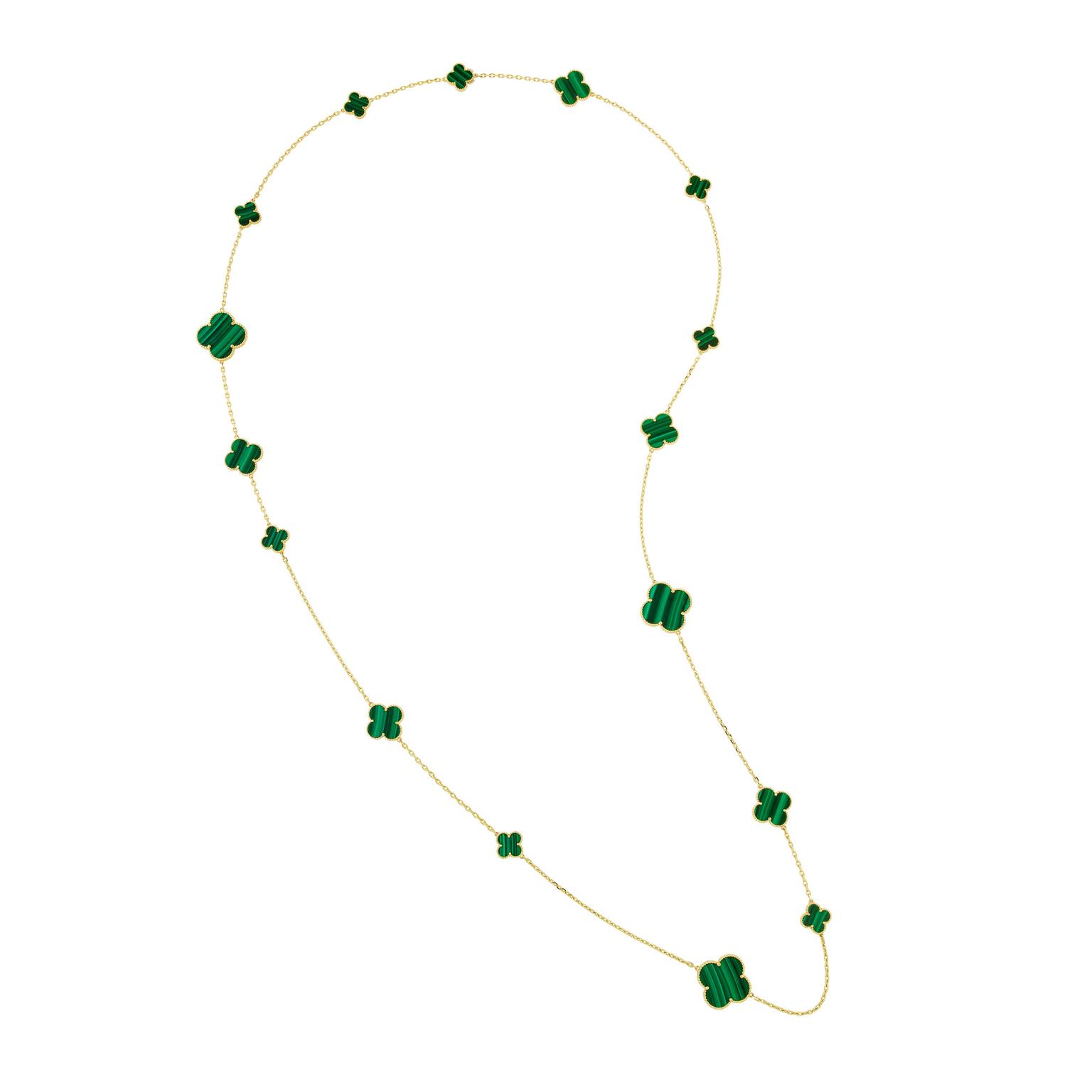 Van Cleef & Arpels Magic Alhambra long malachite necklace
