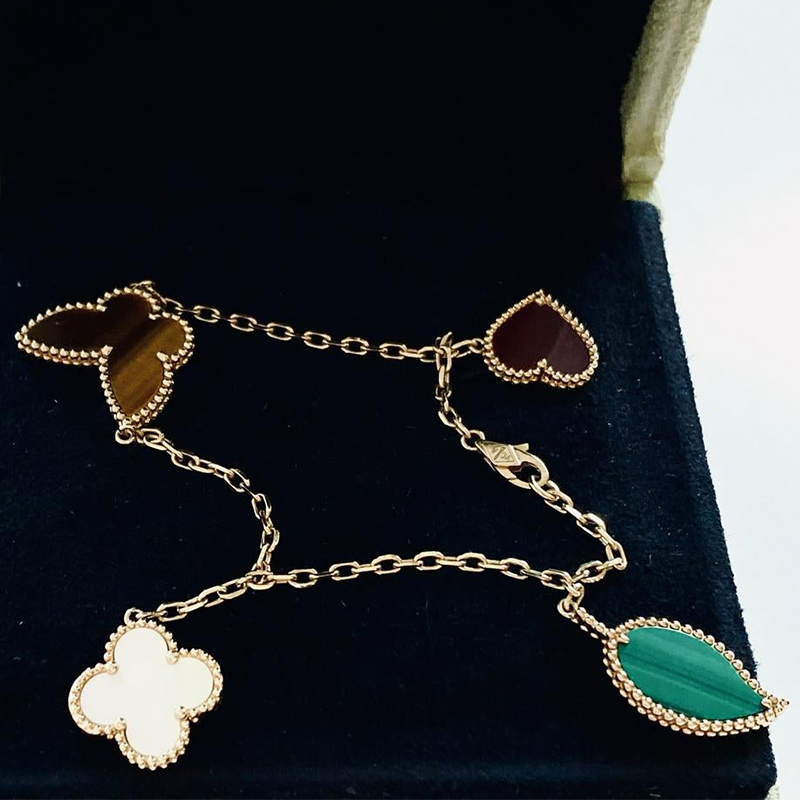Van Cleef & Arpels 18K Yellow Gold 4 Motifs Lucky Alhambra Bracelet