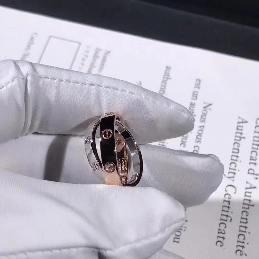 Cartier 6 Diamonds Love Ring in 18k White Gold & Pink Gold B4094300