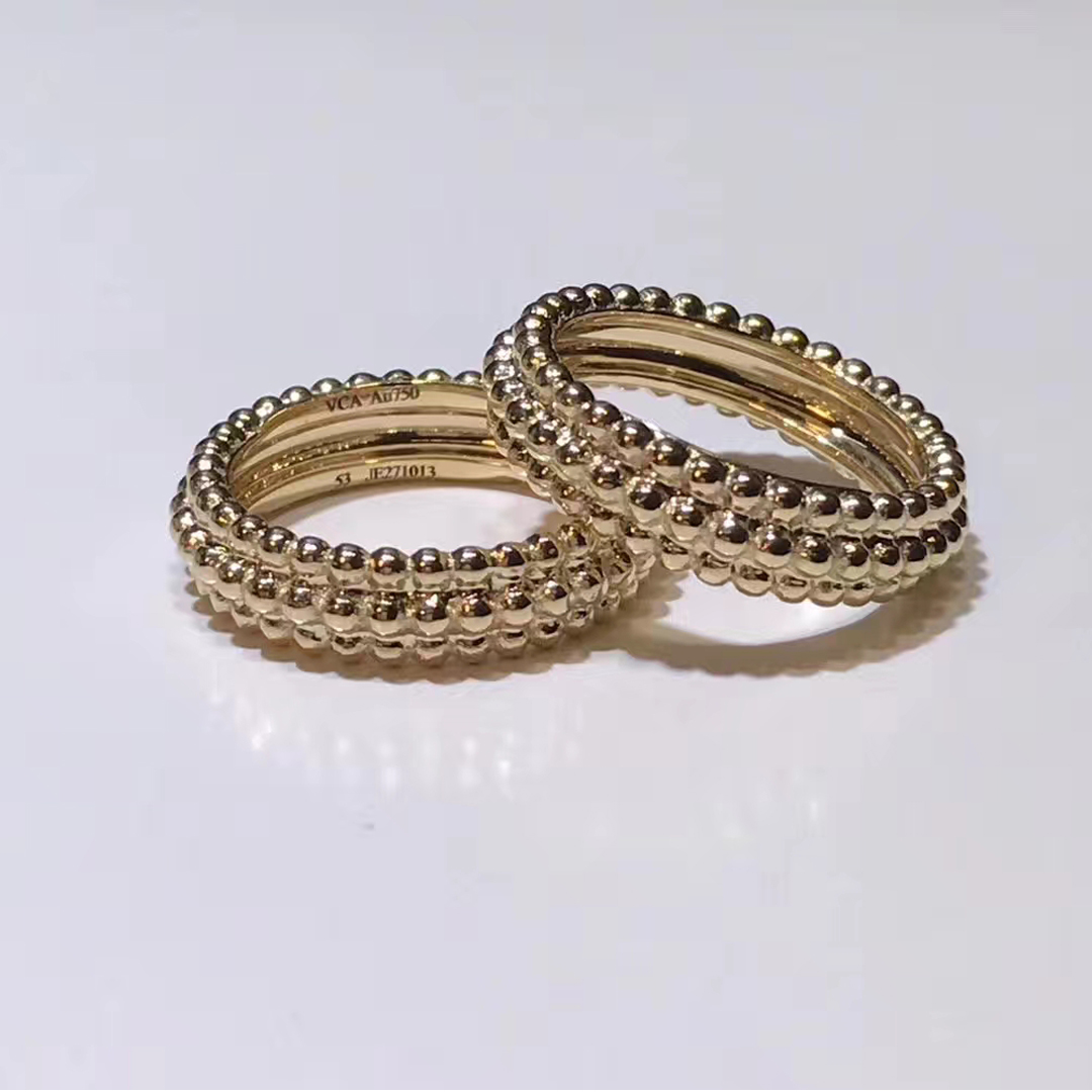 VCA 18k Yellow Gold Perlée Pearls of Gold 3 Rows Ring VCARP0X800