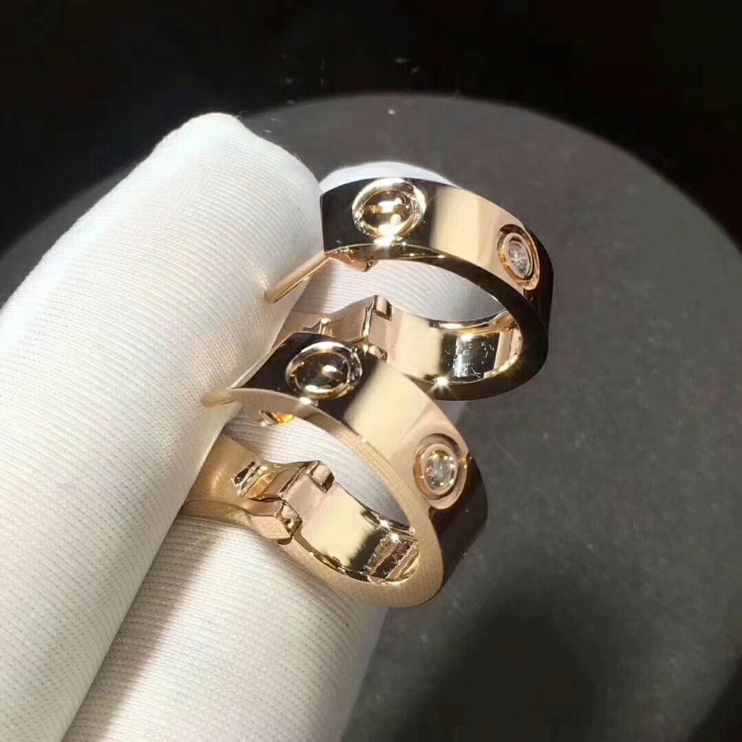 Cartier 18K Pink Gold 2 Diamond 5.7mm LOVE Hoop Earrings B8301218