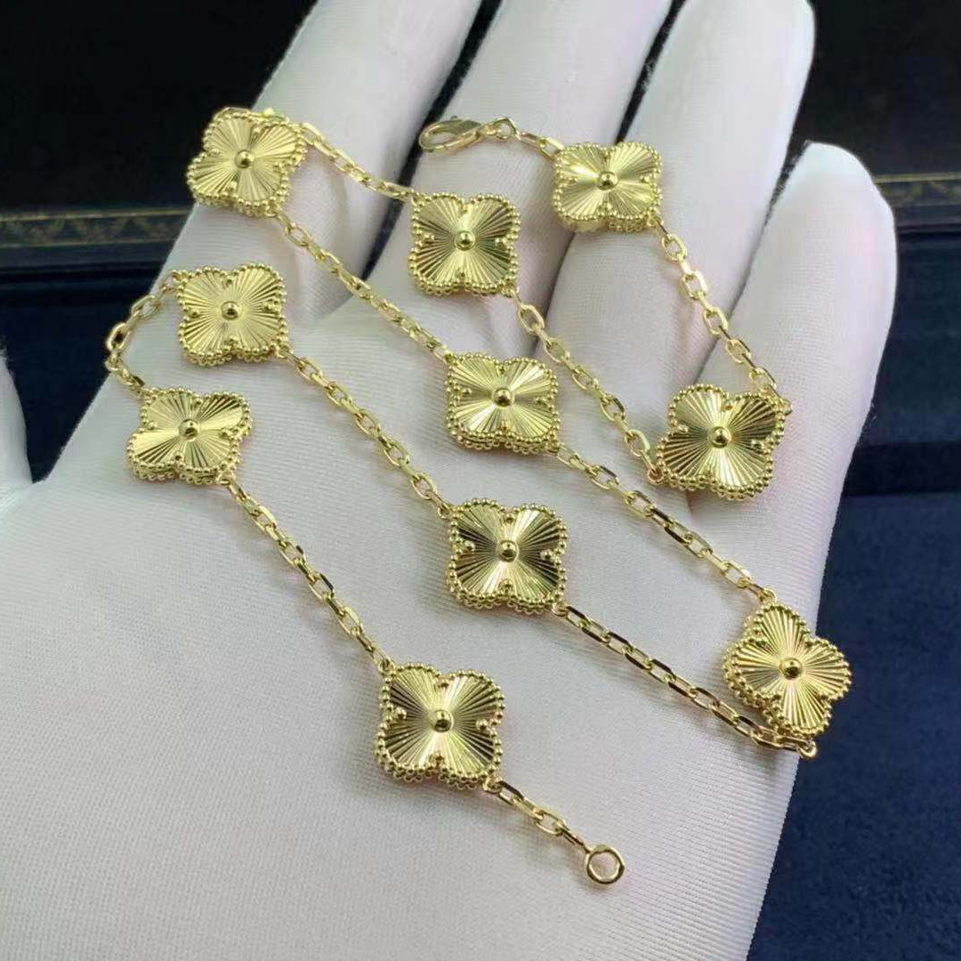 VCA Vintage Alhambra 10 motifs Guilloché Yellow Gold Necklace VCARP3JJ00