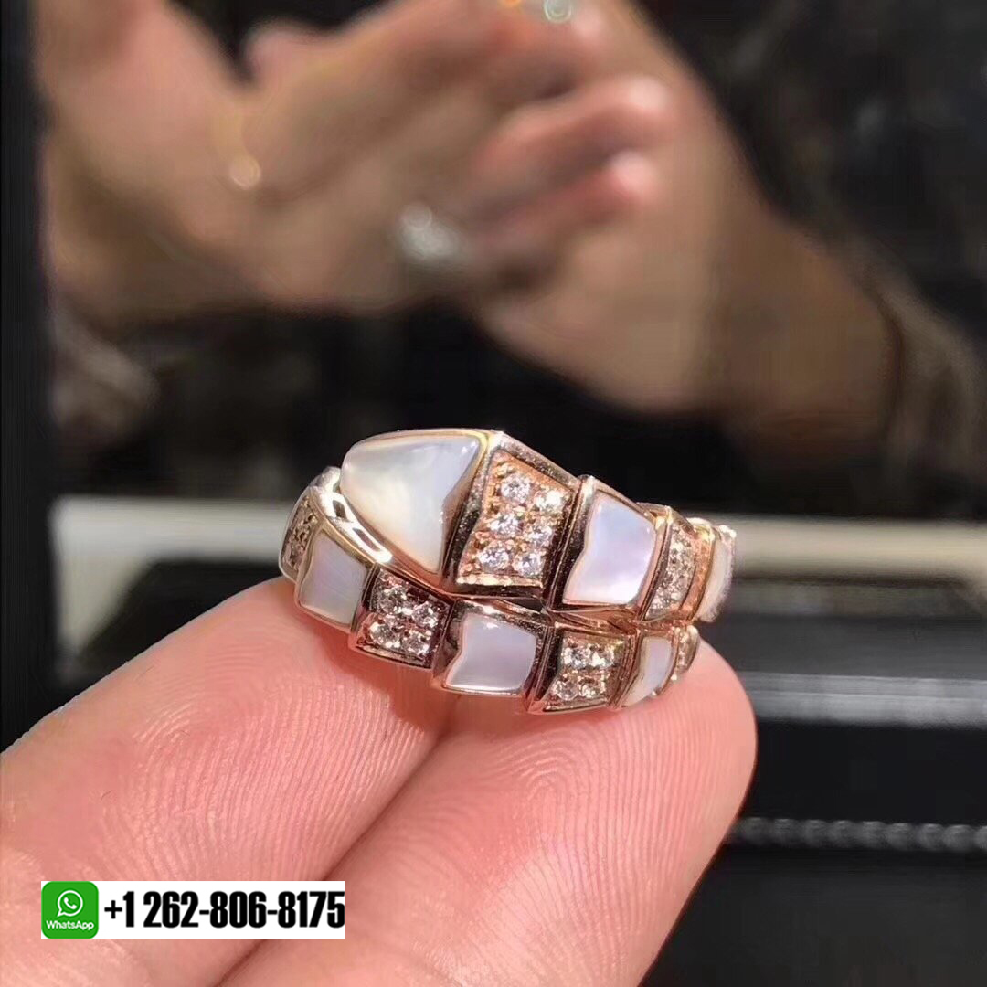 Bvlgari Rose Gold Diamond and White Mother-of-pearl Serpenti Viper One ...