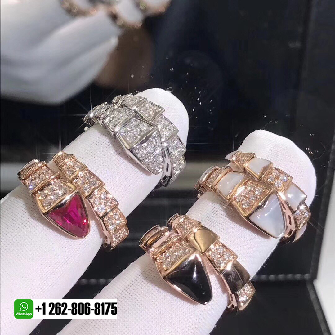 Bvlgari Rose Gold Diamond and White Mother-of-pearl Serpenti Viper One ...