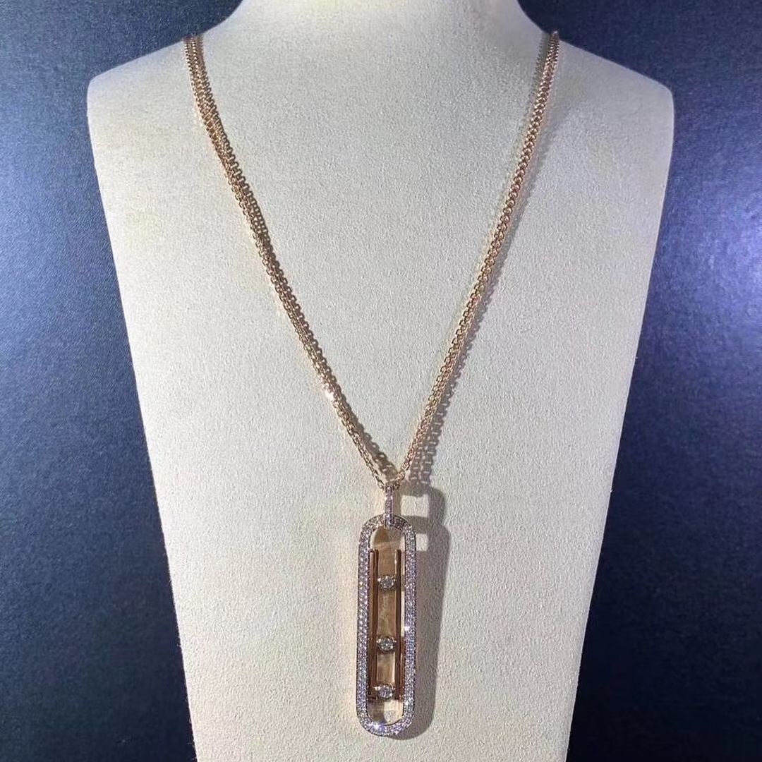 Custom Made Messika 18kt Rose Gold Collier Move 10th PM Necklace