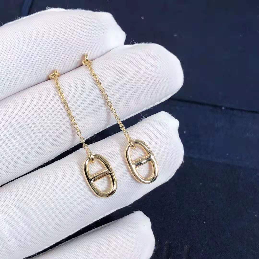 Custom Made Hermes Farandole 18K Yellow Gold Drop Earrings